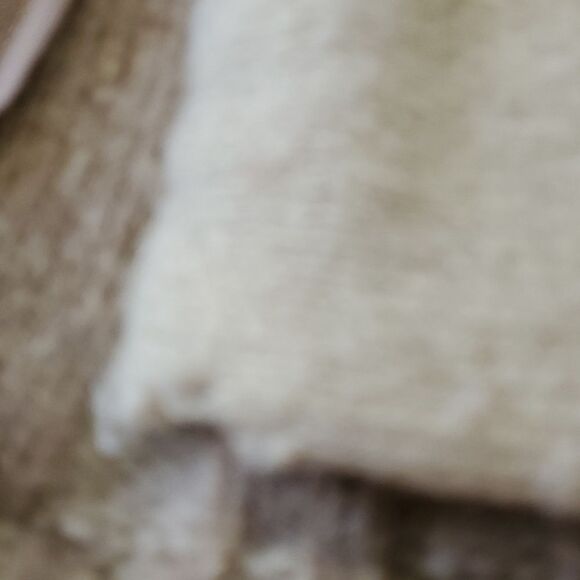 Handmade wool sweater.  Color cream. Guessing a Medium. Zipper closure. - Picture 10 of 13